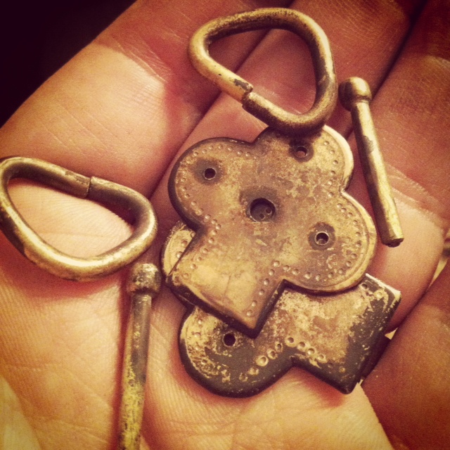 Handmade brass clasps.