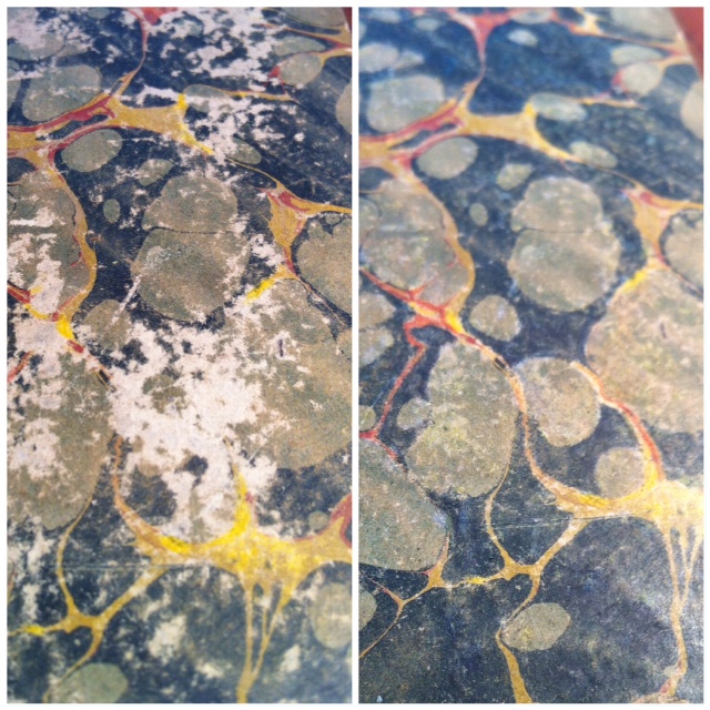 1846 Sense and Sensibility marbled board restoration