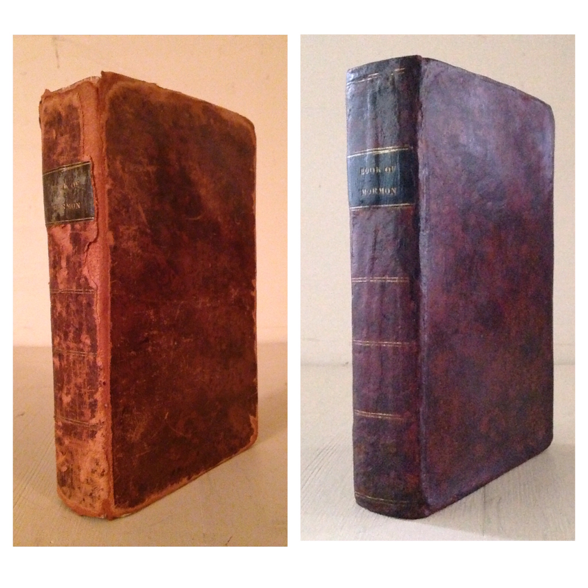 1830 Book of Mormon. Leather restoration.
